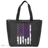 Overdose Awareness Flag Purple Ribbon Addiction Recovery Tote Bag thumb 0