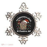 Overstimulated And Festive Af Raccoon Christmas Martini Bow Gift Ornament thumb 0