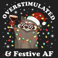 Overstimulated And Festive Af Raccoon Christmas Martini Bow Gift Hat thumb 2