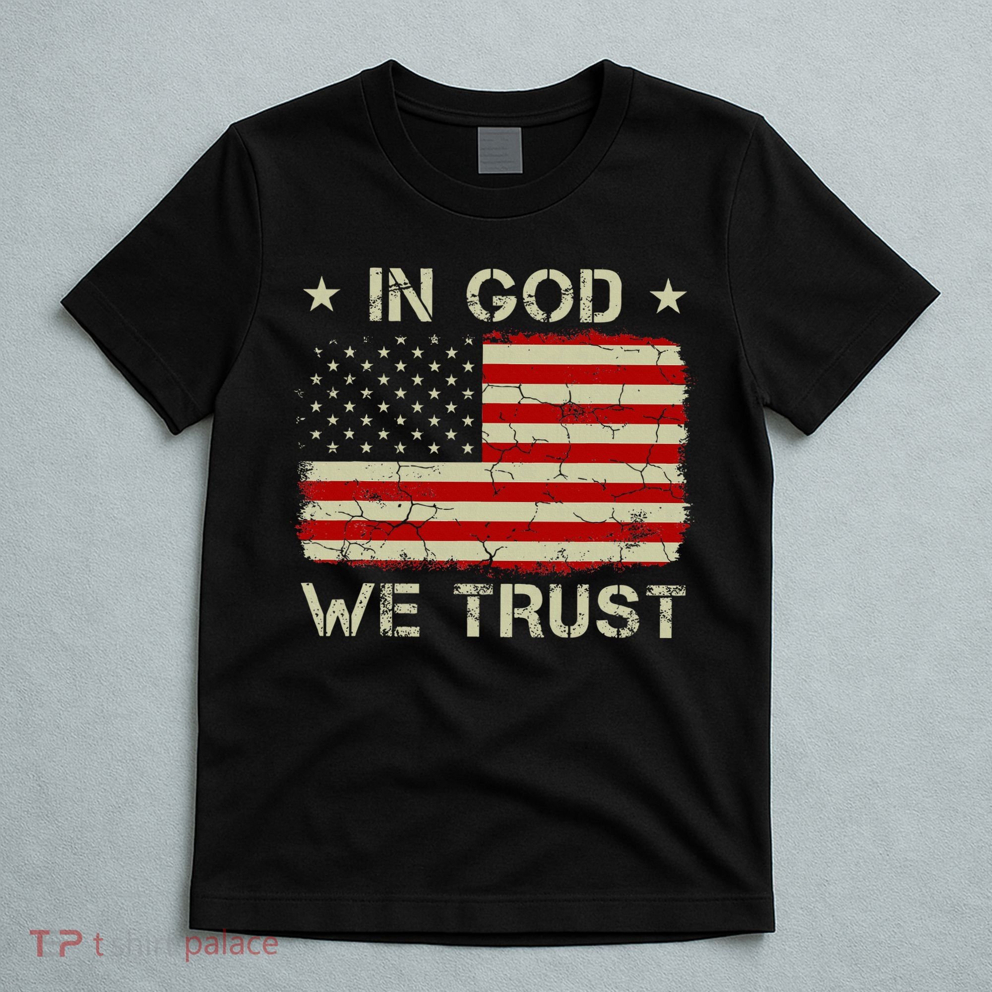 Old American Flag In God We Trust Christian T-Shirt