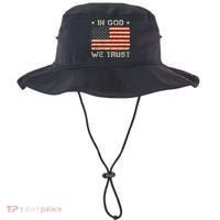Old American Flag In God We Trust Christian Bucket Hat thumb 0
