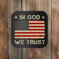 Old American Flag In God We Trust Christian Coaster thumb 0