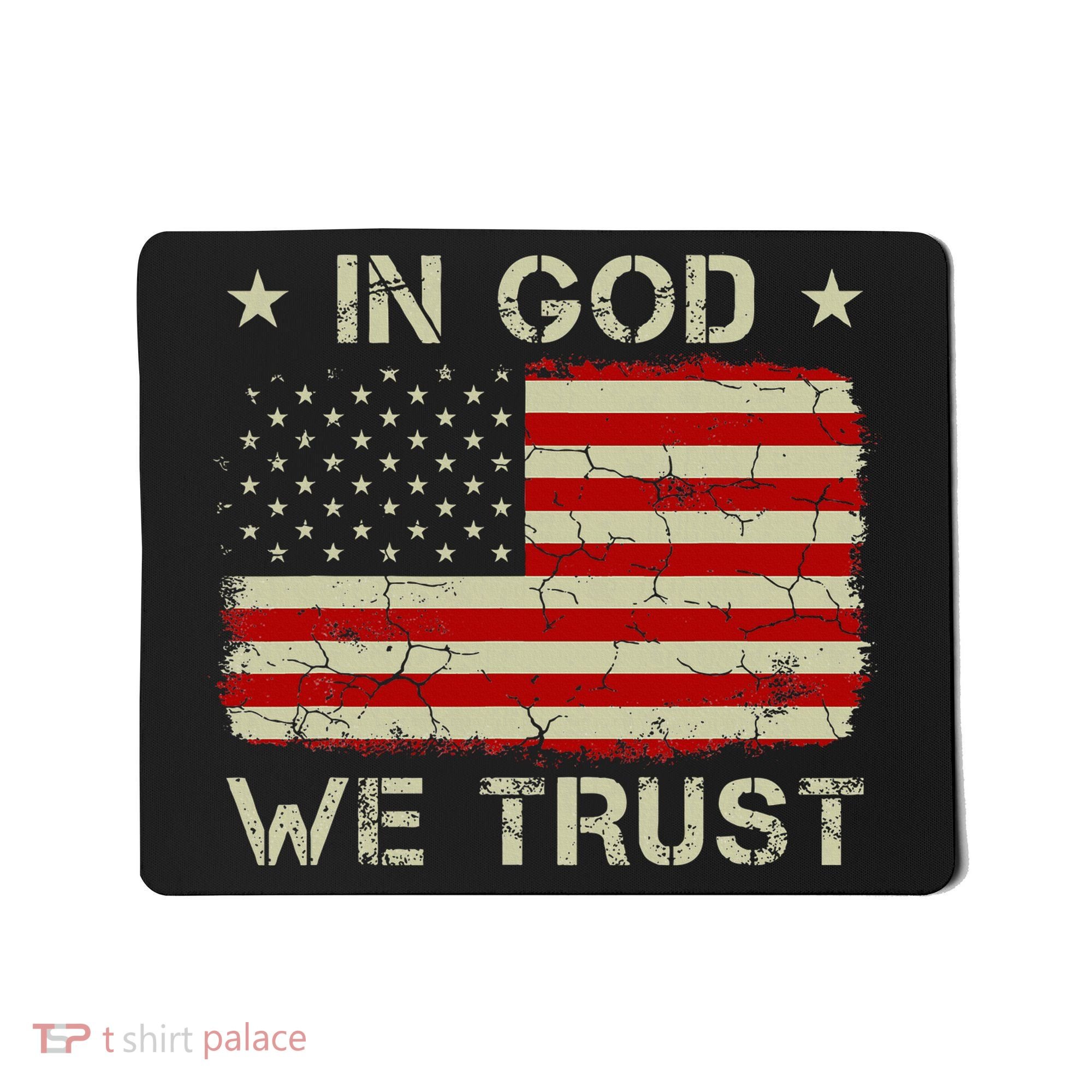 Old American Flag In God We Trust Christian Mousepad