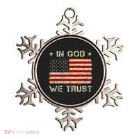 Old American Flag In God We Trust Christian Ornament thumb 0