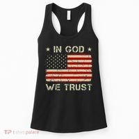 Old American Flag In God We Trust Christian Women's Tank Top thumb 0