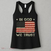 Old American Flag In God We Trust Christian Women's Tank Top thumb 3