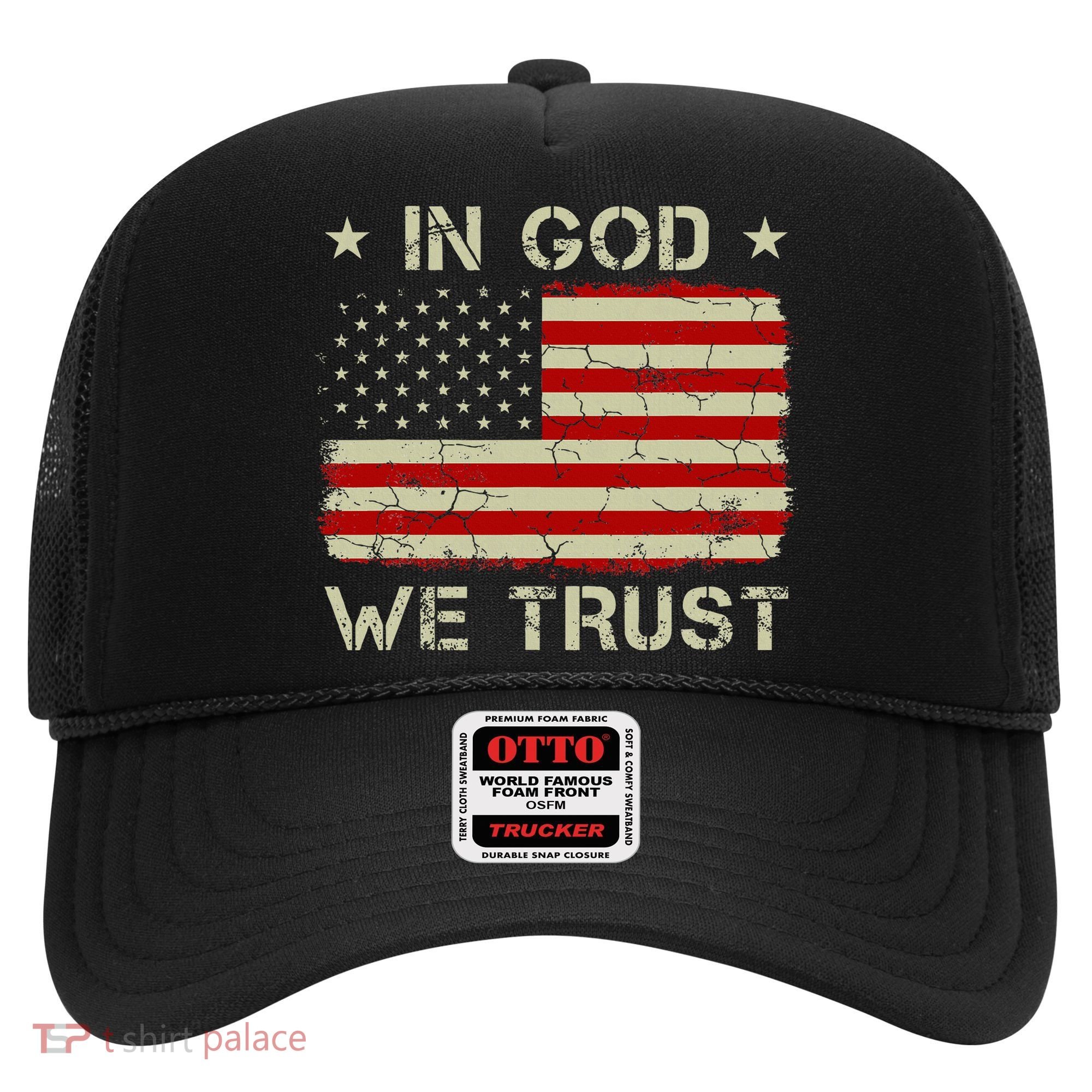 Old American Flag In God We Trust Christian Hat