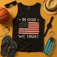 Old American Flag In God We Trust Christian Tank Top thumb 4