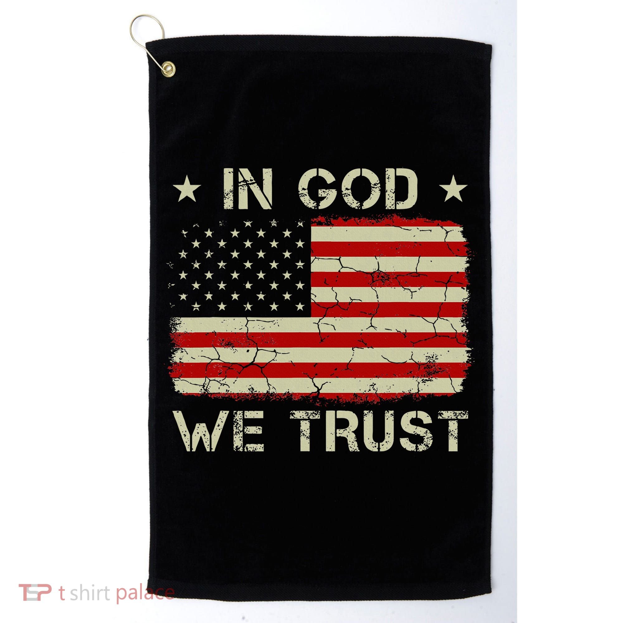 Old American Flag In God We Trust Christian Golf Towel