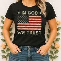 Old American Flag In God We Trust Christian Women's T-Shirt thumb 2