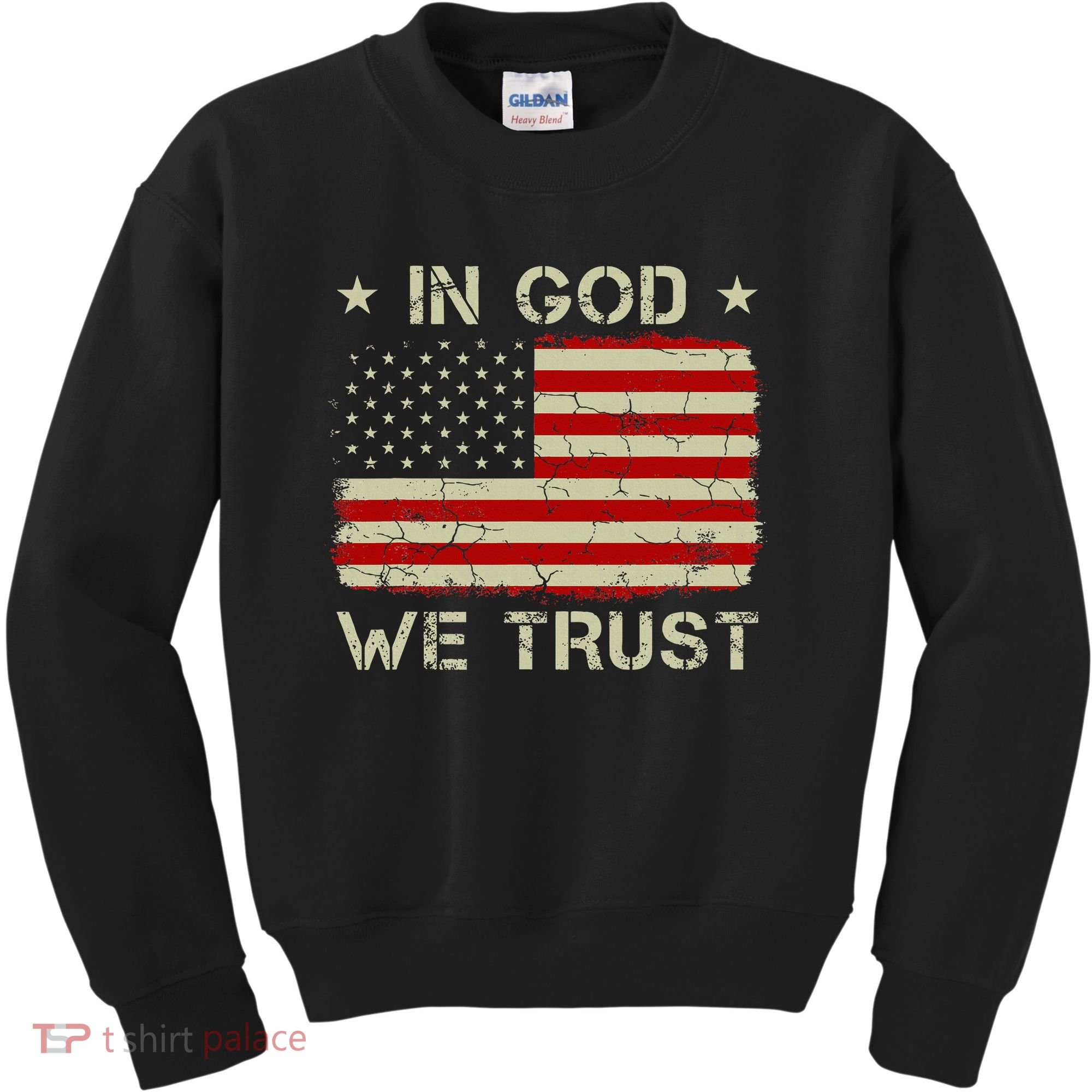 Old American Flag In God We Trust Christian Kids Sweatshirt
