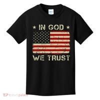 Old American Flag In God We Trust Christian Kids T-Shirt thumb 0