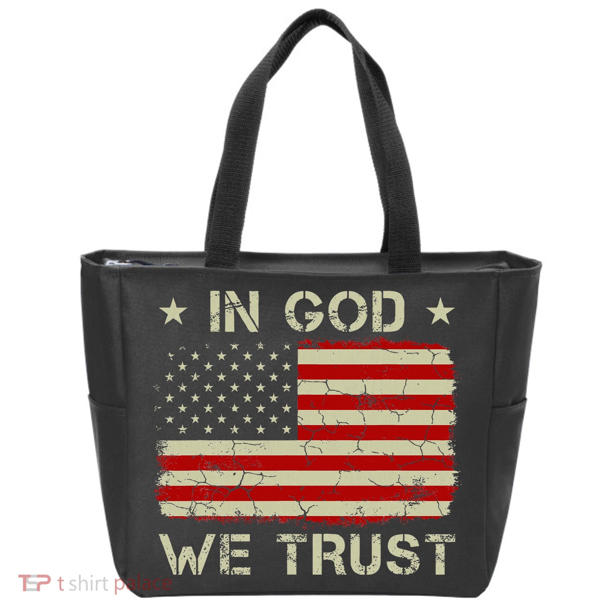 Old American Flag In God We Trust Christian Tote Bag