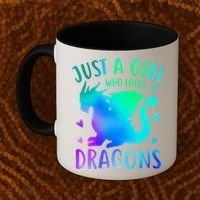 Only A Girl Who Loves Dragons Gift Coffee Mug thumb 2