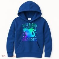 Only A Girl Who Loves Dragons Gift Kids Hoodie thumb 0