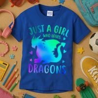 Only A Girl Who Loves Dragons Gift Kids T-Shirt thumb 3