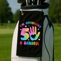 Officially A Handful 5 Im 5 Years Old 5th Birthday Golf Towel thumb 2