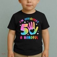 Officially A Handful 5 Im 5 Years Old 5th Birthday Toddler T-Shirt thumb 2