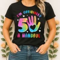 Officially A Handful 5 Im 5 Years Old 5th Birthday Women's T-Shirt thumb 2