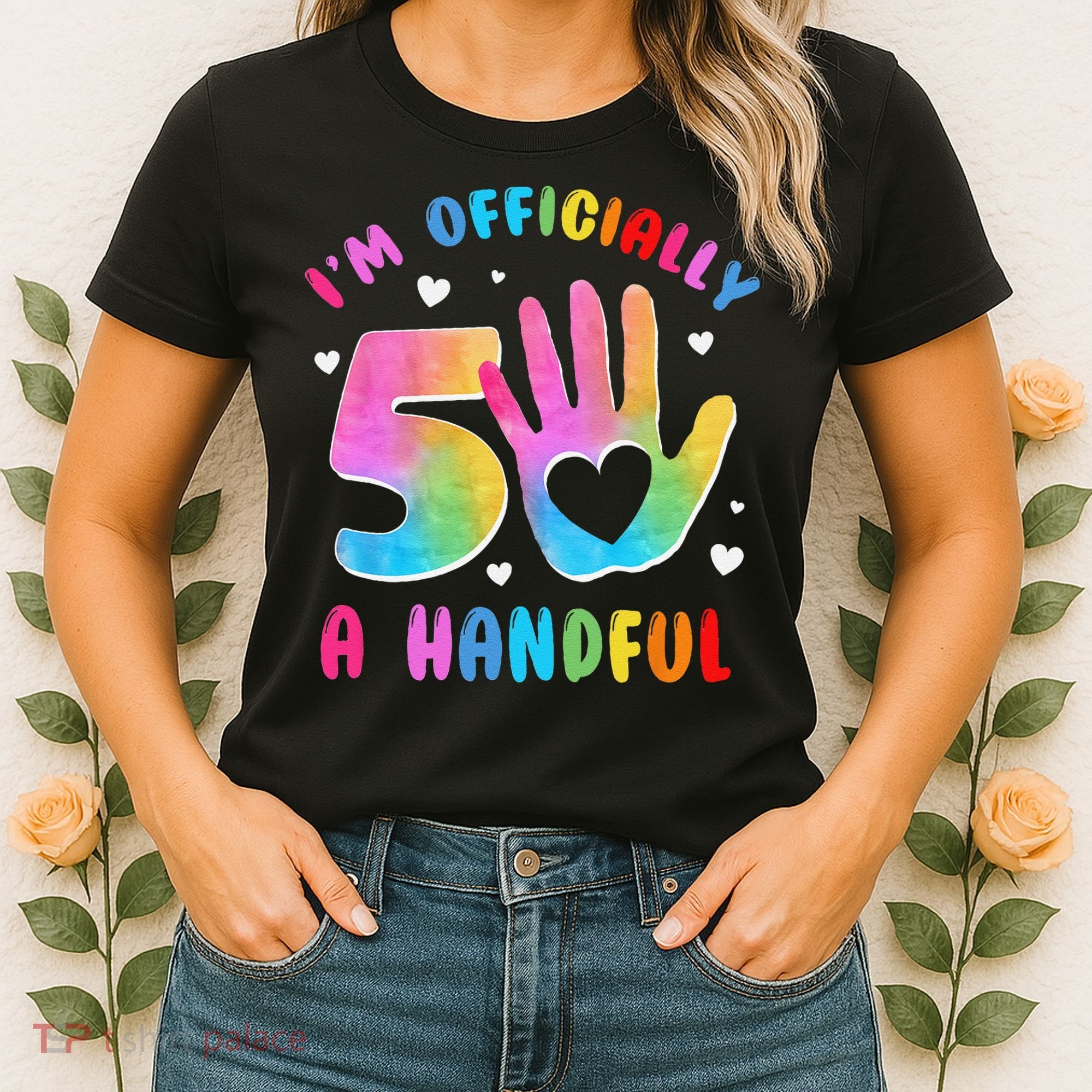 Officially A Handful 5 Im 5 Years Old 5th Birthday Women's T-Shirt
