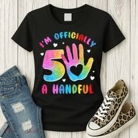 Officially A Handful 5 Im 5 Years Old 5th Birthday Women's T-Shirt thumb 3
