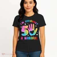 Officially A Handful 5 Im 5 Years Old 5th Birthday Women's T-Shirt thumb 4