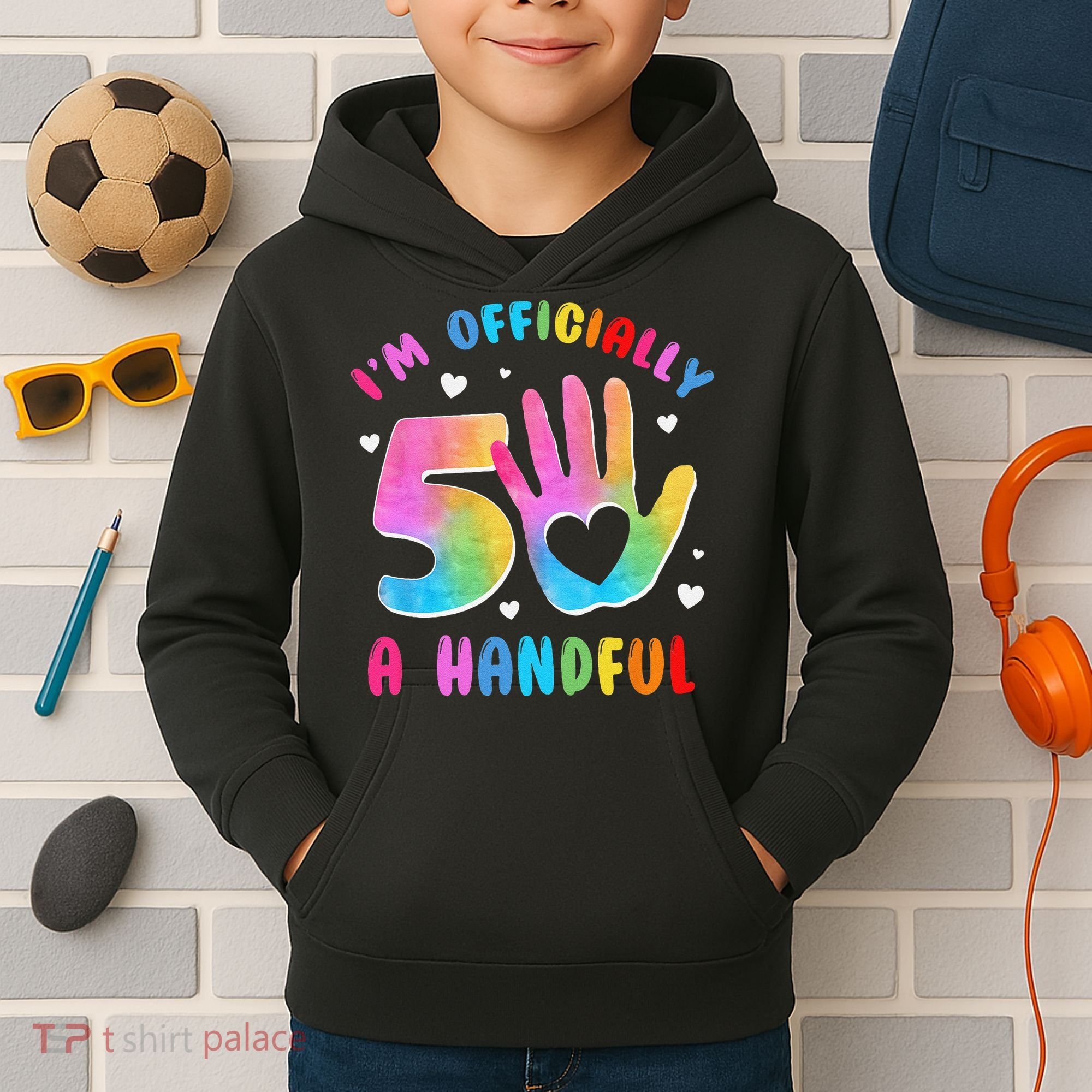 Officially A Handful 5 Im 5 Years Old 5th Birthday Kids Hoodie