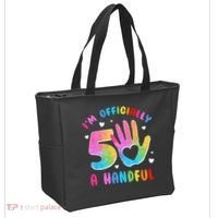Officially A Handful 5 Im 5 Years Old 5th Birthday Tote Bag thumb 2