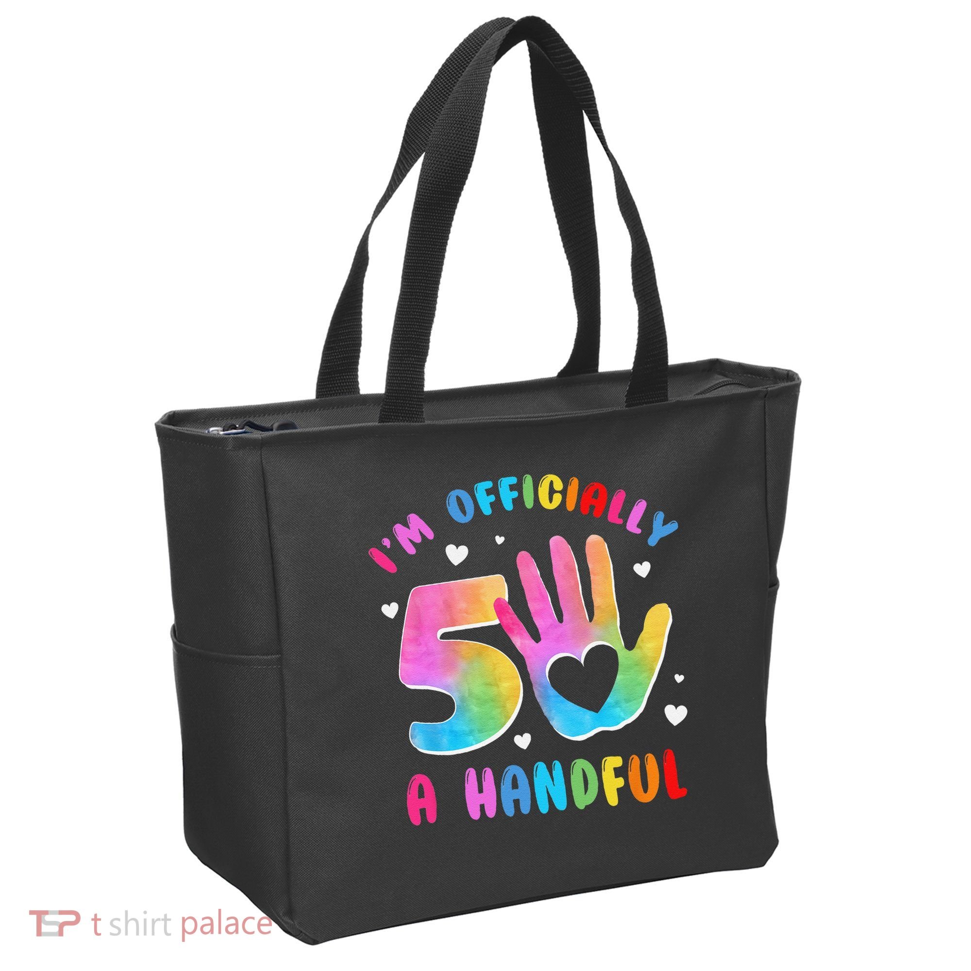 Officially A Handful 5 Im 5 Years Old 5th Birthday Tote Bag