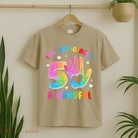 Officially A Handful 5 Im 5 Years Old 5th Birthday T-Shirt thumb 2