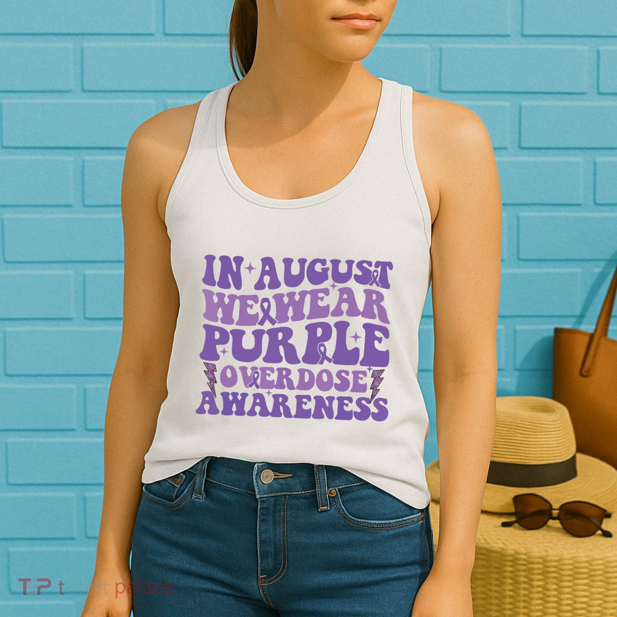Overdose Awareness In August We Wear Purple Women Women's Tank Top