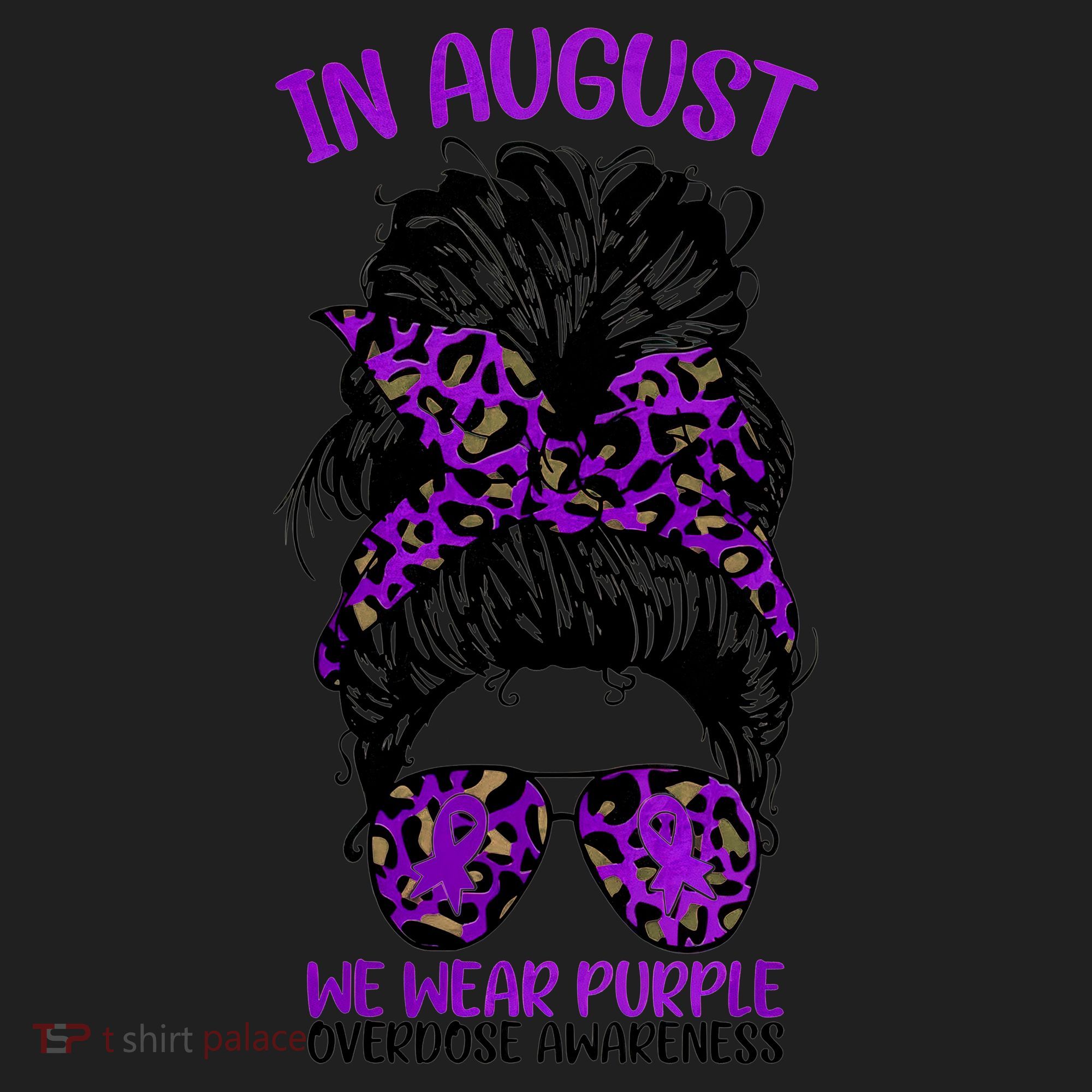 Overdose Awareness In August We Wear Purple Messy Bun Women's Sweatshirt