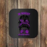 Overdose Awareness In August We Wear Purple Messy Bun Coaster thumb 0