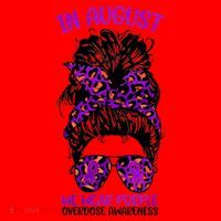 Overdose Awareness In August We Wear Purple Messy Bun Santa Hat thumb 1
