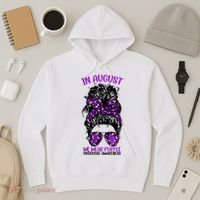 Overdose Awareness In August We Wear Purple Messy Bun Hoodie thumb 3