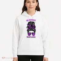 Overdose Awareness In August We Wear Purple Messy Bun Hoodie thumb 5