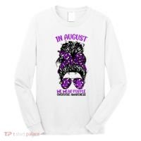 Overdose Awareness In August We Wear Purple Messy Bun Long Sleeve Shirt thumb 0