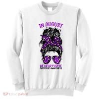 Overdose Awareness In August We Wear Purple Messy Bun Sweatshirt thumb 0