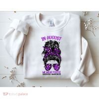Overdose Awareness In August We Wear Purple Messy Bun Sweatshirt thumb 2