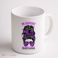 Overdose Awareness In August We Wear Purple Messy Bun Coffee Mug thumb 1