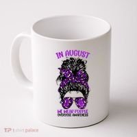 Overdose Awareness In August We Wear Purple Messy Bun Coffee Mug thumb 0