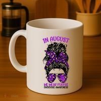 Overdose Awareness In August We Wear Purple Messy Bun Coffee Mug thumb 4