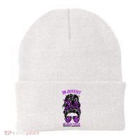 Overdose Awareness In August We Wear Purple Messy Bun Beanie thumb 0