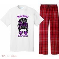 Overdose Awareness In August We Wear Purple Messy Bun Pajama Set thumb 0