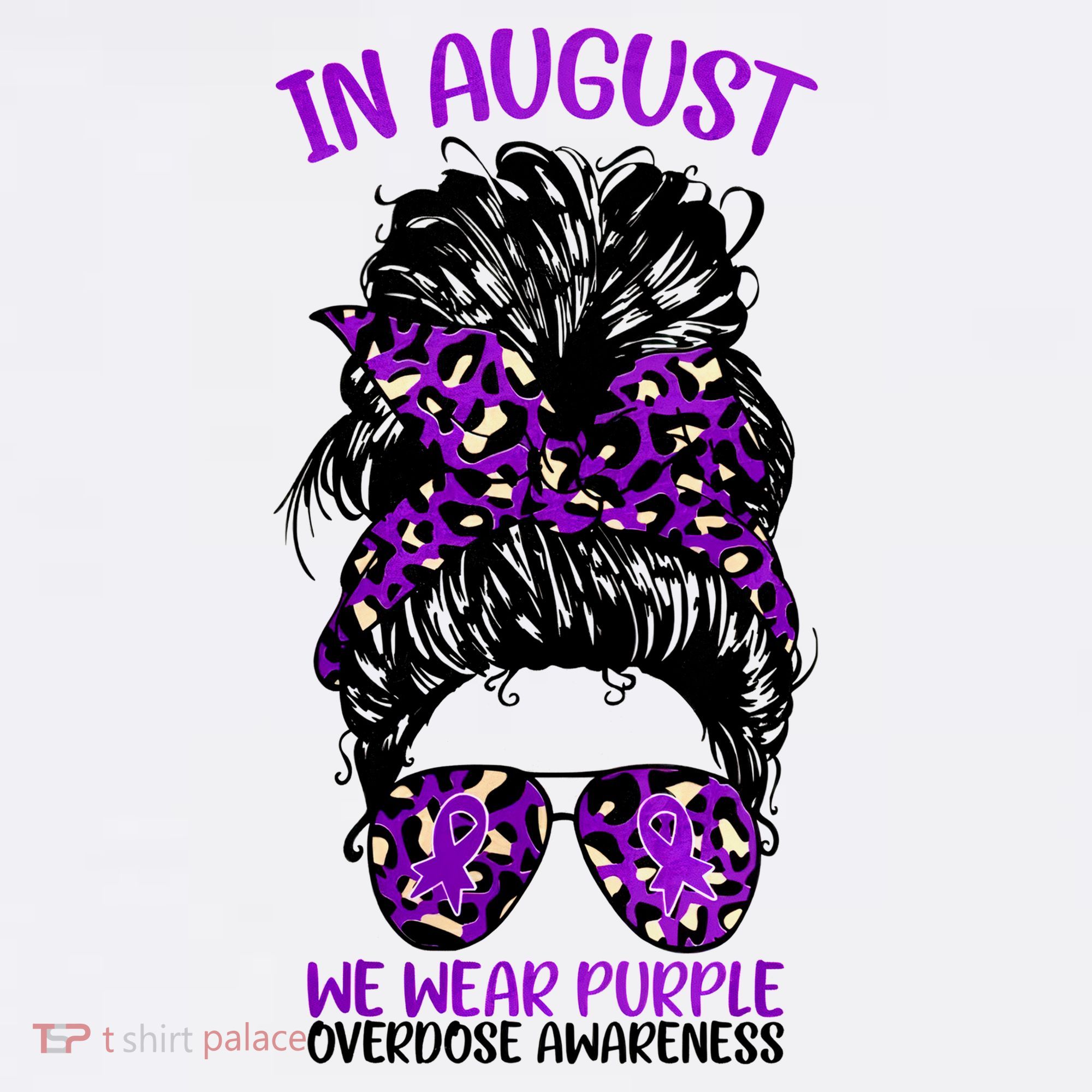 Overdose Awareness In August We Wear Purple Messy Bun Women's Hoodie