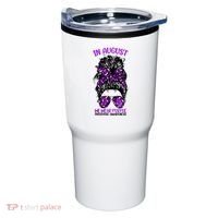 Overdose Awareness In August We Wear Purple Messy Bun Tumbler thumb 0