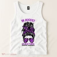Overdose Awareness In August We Wear Purple Messy Bun Tank Top thumb 2
