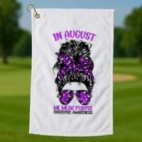 Overdose Awareness In August We Wear Purple Messy Bun Golf Towel thumb 1
