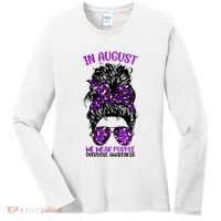 Overdose Awareness In August We Wear Purple Messy Bun Women's Long Sleeve Shirt thumb 0