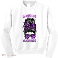 Overdose Awareness In August We Wear Purple Messy Bun Kids Sweatshirt thumb 0
